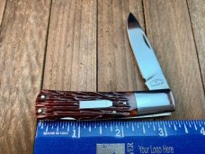 Cattaraugus Cutlery KCC by A.G. Russell Bullet Lockback Brown Jigged Bone Handles 3 1/4” Closed OAL