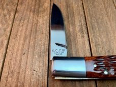 Cattaraugus Cutlery KCC by A.G. Russell Bullet Lockback Brown Jigged Bone Handles 3 1/4” Closed OAL