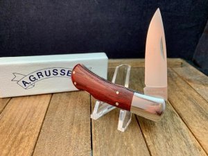 A.G. Russell Lock-back in Rich Deep Sandalwood With ATS-34 Stainless, Seki Japan Made