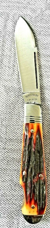 TUNA VALLEY AMBER SAMBAR STAG TEARDROP EO KNIFE,NIB 1/50,W/GEC SLIP & COA,154-CM TUNA VALLEY AMBER SAMBAR STAG TEARDROP EO KNIFE,NIB 1/50,W/GEC SLIP & COA,154-CM