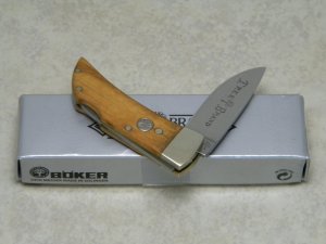 Boker Germany Stainless Tree Brand Wood Little Lockback Knife in Box