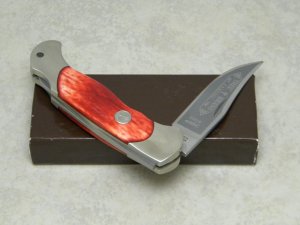 Boker Solingen Germany Stainless Tree Brand Classic Red Bone 2006 Lockback Knife in Box