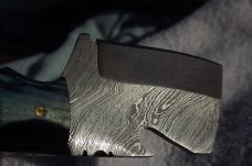 Small Damascus fixed blade Cleaver style blade, Mosaic pins leather sheath. FULL TANG, bottle opener Small Damascus fixed blade Cleaver style blade, Mosaic pins leather sheath. FULL TANG, bottle opener