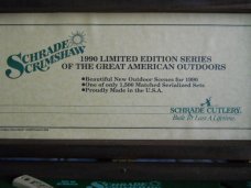 Schrade 1990 Great American Outdoors Scrimshaw Set USA Mint Schrade 1990 Great American Outdoors Scrimshaw Set USA Mint