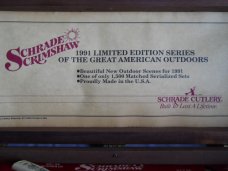 Schrade 1991 Great American Outdoors Scrimshaw Set USA Mint Schrade 1991 Great American Outdoors Scrimshaw Set USA Mint