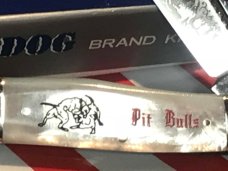 Vintage Bulldog Brand 2 Blade Gunstock Knife w/ Flashy Mother of Pearl Handles +Laser Etching Vintage Bulldog Brand 2 Blade Gunstock Knife w/ Flashy Mother of Pearl Handles +Laser Etching