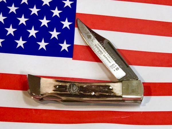 Vintage Carl Schlieper / German Eye Brand -Single Blade Lockback Knife +Great Fat Stag Handles -NOS Vintage Carl Schlieper / German Eye Brand -Single Blade Lockback Knife +Great Fat Stag Handles -NOS