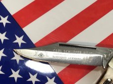 Vintage Carl Schlieper / German Eye Brand -Single Blade Lockback Knife +Great Fat Stag Handles -NOS Vintage Carl Schlieper / German Eye Brand -Single Blade Lockback Knife +Great Fat Stag Handles -NOS