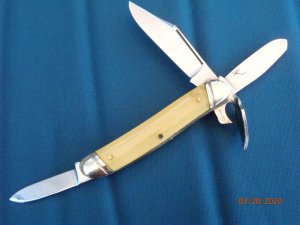 Unmarked Church Key Knife 3 Back springs Slanted Bolsters