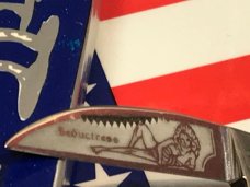 Vint HAND MADE Bulldog Brand 3 Blade Seductress Whittler w Fiery Gold Lip Mother of Pearl Handle Vint HAND MADE Bulldog Brand 3 Blade Seductress Whittler w Fiery Gold Lip Mother of Pearl Handle