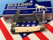 Vintage HAND MADE Bulldog Brand 3 Blade Whittler w/ Great Ivory Handles -NOS Vintage HAND MADE Bulldog Brand 3 Blade Whittler w/ Great Ivory Handles -NOS