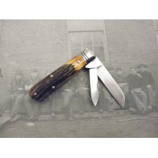 Queen City Stag Handled Barlow #69 QC, two blade: Queen City Stag Handled Barlow #69 QC, two blade: