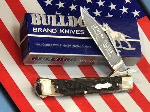 Bulldog Brand Swing Guard Kinfe w/ Great Stag Handles +Lewis & Clark -Voyage of Discovery