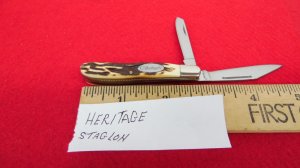 HERITAGE STAGLON DOGLEG JACK/BAREHEAD/PEANUT UNUSED APPROX.2-5/8" NO COUNTRY ID STAMP FREE 48