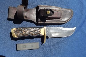SCHRADE Uncle Henry Pro Hunter Knife 171UH with Sheath and Stone. MADE IN THE USA!!!