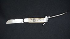 + VTG RARE SCRIMSHAW NATIONAL BLADE NJ USA SURGICAL STEEL JAPAN Marlin Spike Rigging Knife + + VTG RARE SCRIMSHAW NATIONAL BLADE NJ USA SURGICAL STEEL JAPAN Marlin Spike Rigging Knife +