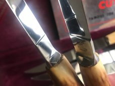 Vint JA Henckels Friodur Set of 6 Stag Handled Steak Knives -Solingen -USED items Good for Camping Vint JA Henckels Friodur Set of 6 Stag Handled Steak Knives -Solingen -USED items Good for Camping