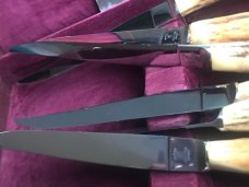 Vint JA Henckels Friodur Set of 6 Stag Handled Steak Knives -Solingen -USED items Good for Camping Vint JA Henckels Friodur Set of 6 Stag Handled Steak Knives -Solingen -USED items Good for Camping