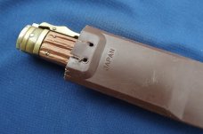 Vintage 1970's COBRA swing guard slide lock knife, with original sheath made in Japan