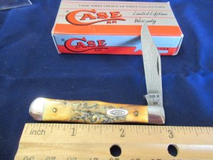 Case XX 1989 Stag Damascus Small Coke Bottle Pattern # 5125 1/2 D