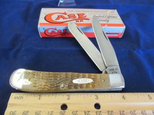 Case XX 1989 Rogers Bone Damascus Steel Trapper Pattern # ROG6254D