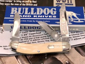 Bulldog Brand Mastodon Ivory Sowbelly Anniversary Knife with COA & Box  