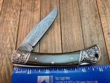 Explorer by Gutmann N.Y. 5” Lockback Damascus Etched Stainless Grey Pakkawood Seki Japan Explorer by Gutmann N.Y. 5” Lockback Damascus Etched Stainless Grey Pakkawood Seki Japan