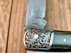 Explorer by Gutmann N.Y. 5” Lockback Damascus Etched Stainless Grey Pakkawood Seki Japan Explorer by Gutmann N.Y. 5” Lockback Damascus Etched Stainless Grey Pakkawood Seki Japan