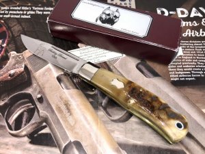 Bulldog Queen Mountain Man Lockback Rams Horn Knife COA & Box #023