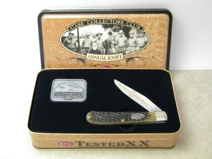 Case XX USA 1997 Case Collectors Club Green Bone 61054 SS 1 Blade Barehead Trapper Knife in Tin Box
