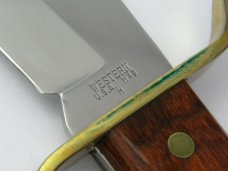 Western USA W49 Wood Bowie Fixed Blade Knife & Sheath c.1984