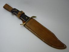 Western USA W49 Wood Bowie Fixed Blade Knife & Sheath c.1984