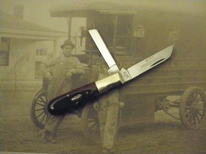 Schatt & Morgan Maroon Bone Handled Barlow #69 S&M, two blade