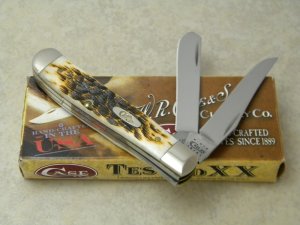 Case XX USA 2011 Amber Bone 6207 SS Mini Trapper Knife in Box