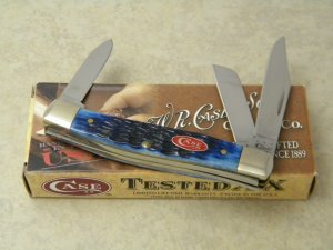 Case XX USA 2011 Navy Blue Bone 62032 SS Stockman Knife in Box