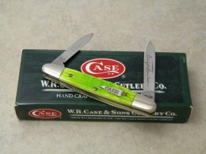 Case XX USA 2009 Lime Green Bone 06263 SS "1st Run" Eisenhower Pen Knife in Box