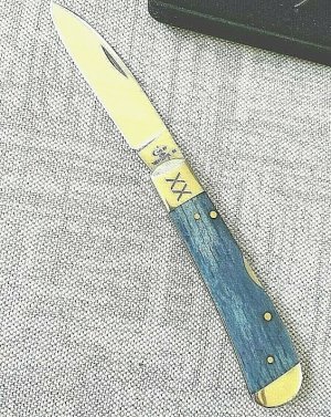 Case/Bose Tribal Lock TBEX12010L Exotic Blue Giraffe Bone Lockback Knife,NIB COA