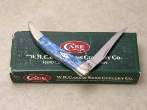 Case XX USA 2004 Smooth Navy Blue Appaloosa Bone 610096 SS Tiny Toothpick Knife in Box