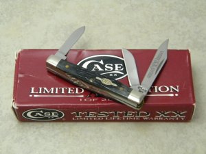 Case XX USA 1997 Dark Black Rogers Bone 6333 SS Limited Edition 1 of 2500 Tiny Stockman Knife in Box