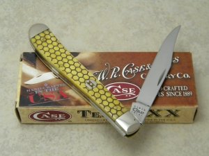 Case XX USA 2010 Honeycomb Antique Bone 61048 SS Slimline Trapper Knife in Box