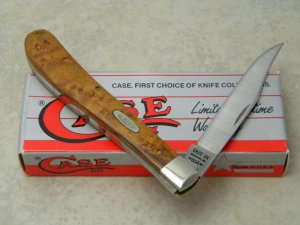 Case XX USA 1990 Curly Maple 71048 SS Barehead Slimline Trapper Knife in Box