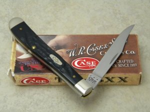 Case XX USA 2012 Rough Black 61048 SS Slimline Trapper Knife in Box