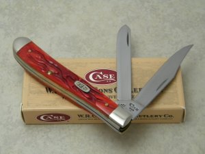 Case XX USA 1998 Dark Red Bone 62048 SS Slimline Trapper Knife in Box