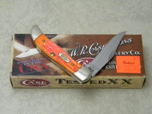 Case XX USA 2010 Orange Blaze Bone TH61165 SS Tiny Folding Hunter Knife in Box