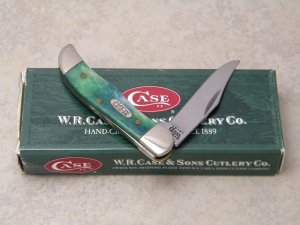 Case XX USA 2000 Blue Green Appaloosa Bone TH61165 SS Tiny Folding Hunter Knife in Box
