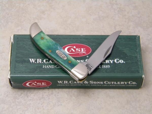 Case XX USA 2000 Blue Green Appaloosa Bone TH61165 SS Tiny Folding Hunter Knife in Box Case XX USA 2000 Blue Green Appaloosa Bone TH61165 SS Tiny Folding Hunter Knife in Box