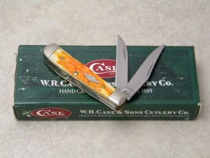 Case XX USA 2005 Sunset Orange Bone 62154W SS Wharncliffe Tiny Trapper Knife in Box