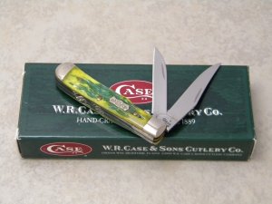 Case XX USA 2007 Green Apple Bone 62154W SS Wharncliffe Tiny Trapper Knife in Box