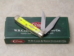 Case XX USA 2005 Lime Green Bone 62154W SS Wharncliffe Tiny Trapper Knife in Box
