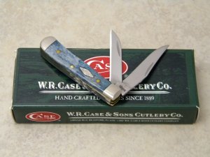 Case XX USA 2009 Mediterranean Blue Bone 62154W SS Wharncliffe Tiny Trapper Knife in Box